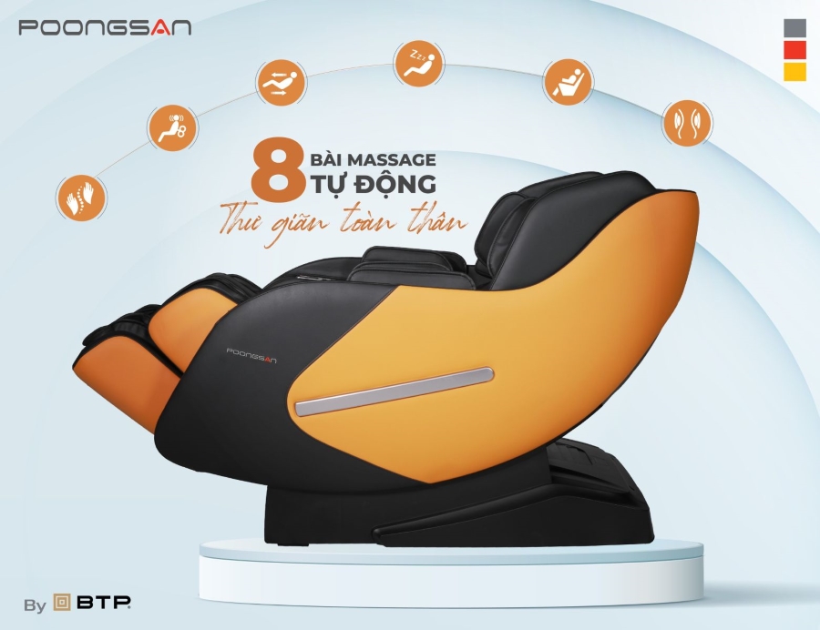 Ghế massage Poongsan MCP - 141 được thiết lập sẵn 8 chương trình massage tự động